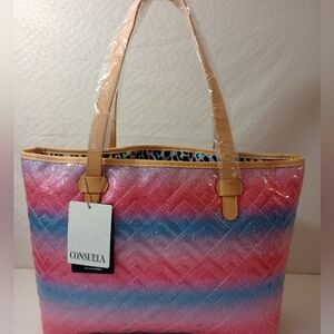 Consuela Nico Big Breezy East/West Tote XL Pink and Blue Women's Tote Bag